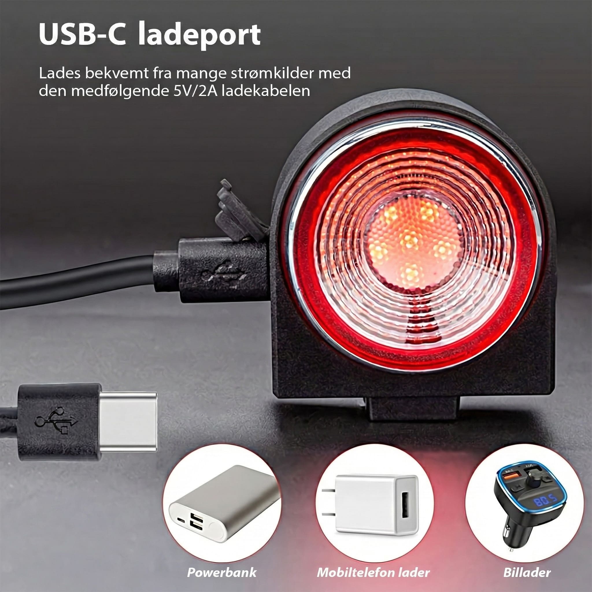 ebiketech Lumi A8 Pro v.2.0 intelligent sykkelalarm, smart bremselys, baklykt og elektronisk sykkelhorn - fjernkontroll - 115dB - ebiketech