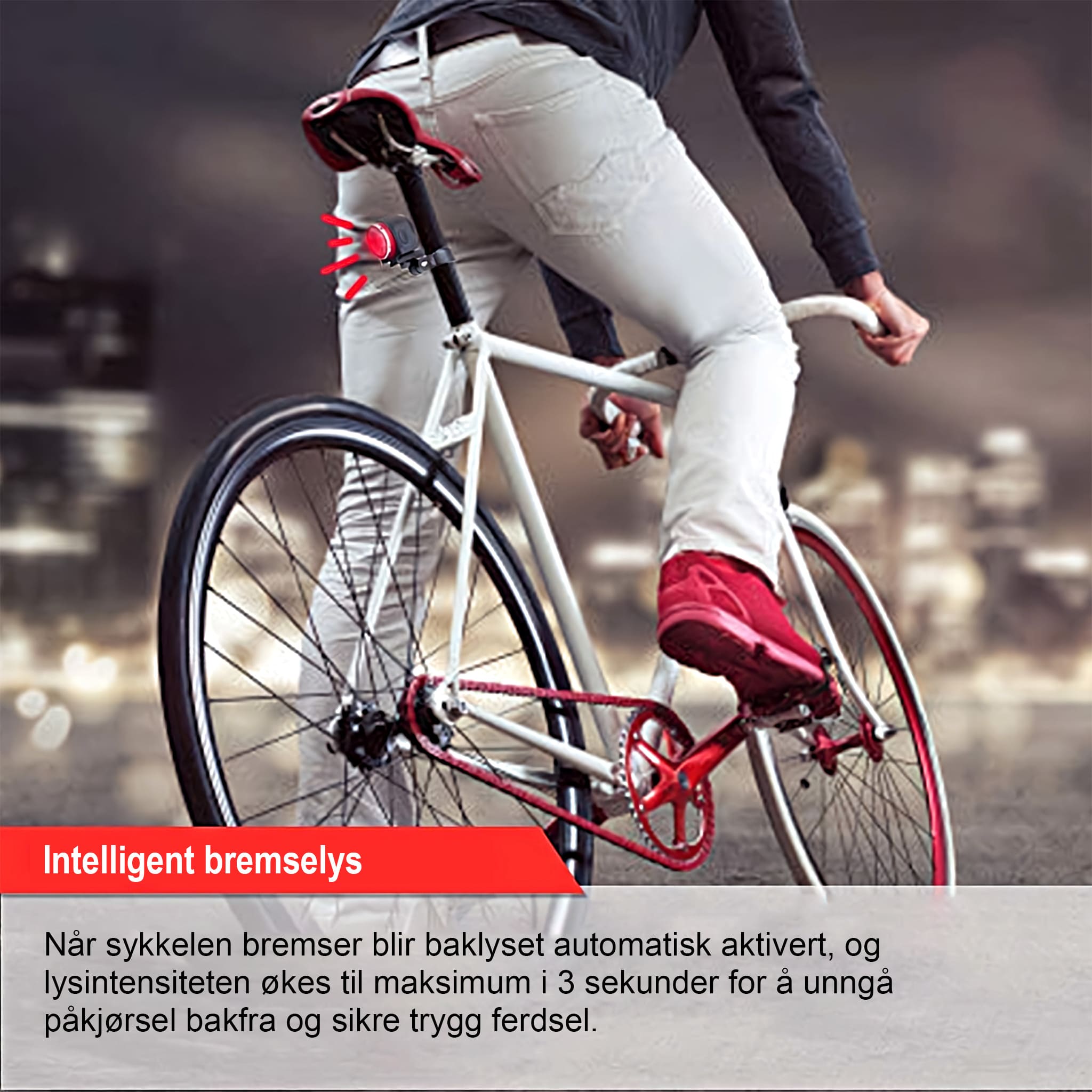 ebiketech Lumi A8 Pro v.2.0 intelligent sykkelalarm, smart bremselys, baklykt og elektronisk sykkelhorn - fjernkontroll - 115dB - ebiketech