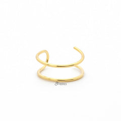 Non Pierced Sterling Silver Double Lines Conch Ear Cuff - Gold-Body Piercing Jewellery, Conch Earrings, Ear Cuffs, earrings, Jewellery, Non-Pierced, Women's Earrings, Women's Jewellery-ec0065-g1_800-Glitters