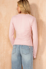 Odilia Pink Slinky V Neck Top