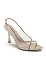 Dana Gold Diamante Perspex Heels
