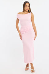 Pink Bodycon Dress Textured Off Shoulder for Ally Fashion