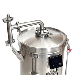 Grainfather Dampkondensator til G40 & G70 er en dampkondensator i rustfritt stål for hjemmebrygging, med tri-clamp-komponenter og en sylindrisk design som er kompatibel med Grainfather-systemet.