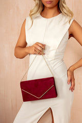 Pamela Burgundy Suedette Detachable Chain Bag