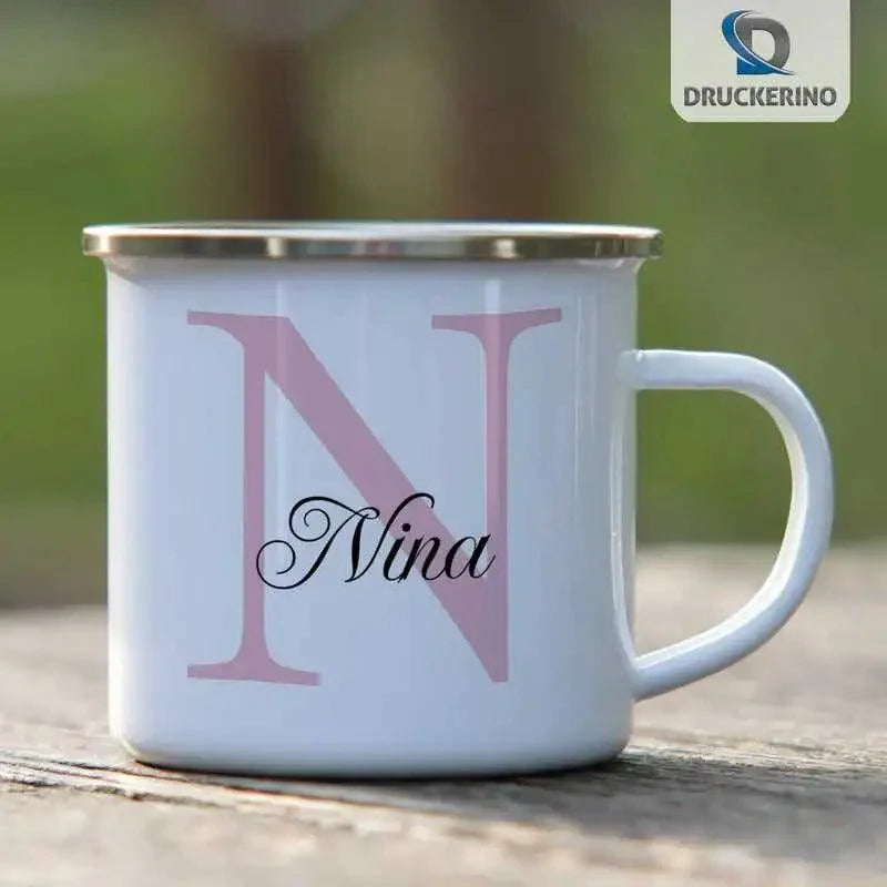Emaille Tasse mit Namen | Motiv 3 | Nina - Druckerino