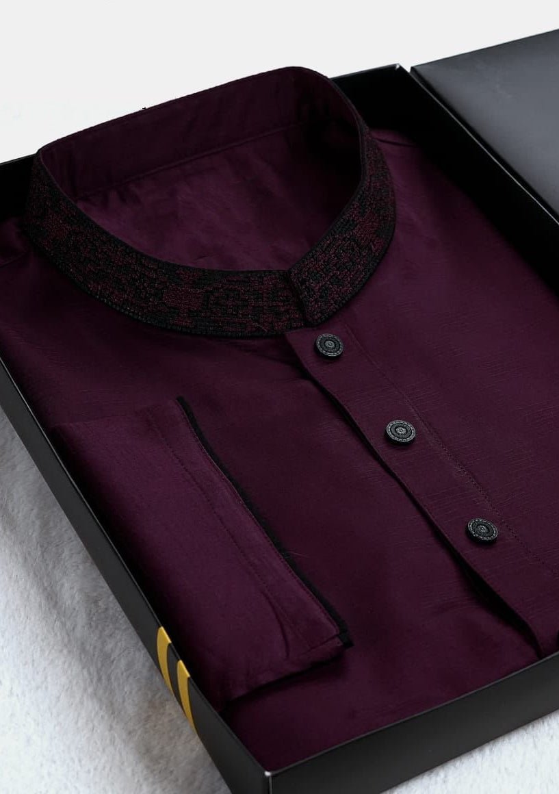 Embroidered Mixed Cotton Panjabi - db30814