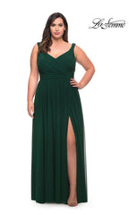 Emerald Empire-Waist Plus-Size Long Prom Dress by La Femme