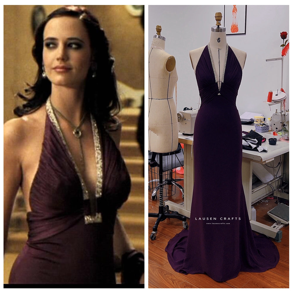 Eva Green as Vesper Lynd Purple Dress Casino Royale Bond Girl Costume