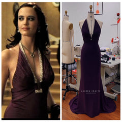 Eva Green as Vesper Lynd Purple Dress Casino Royale Bond Girl Costume
