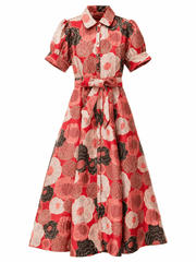 EVANGELINE dress Flower Charm Red - Lesley Evers-Dress-formal-gown
