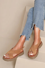 Selina Camel Studded Sandals