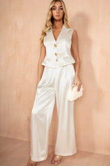 Mila Champagne Satin Waistcoat Co Ord