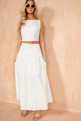 Paislee White Cotton Crop Top