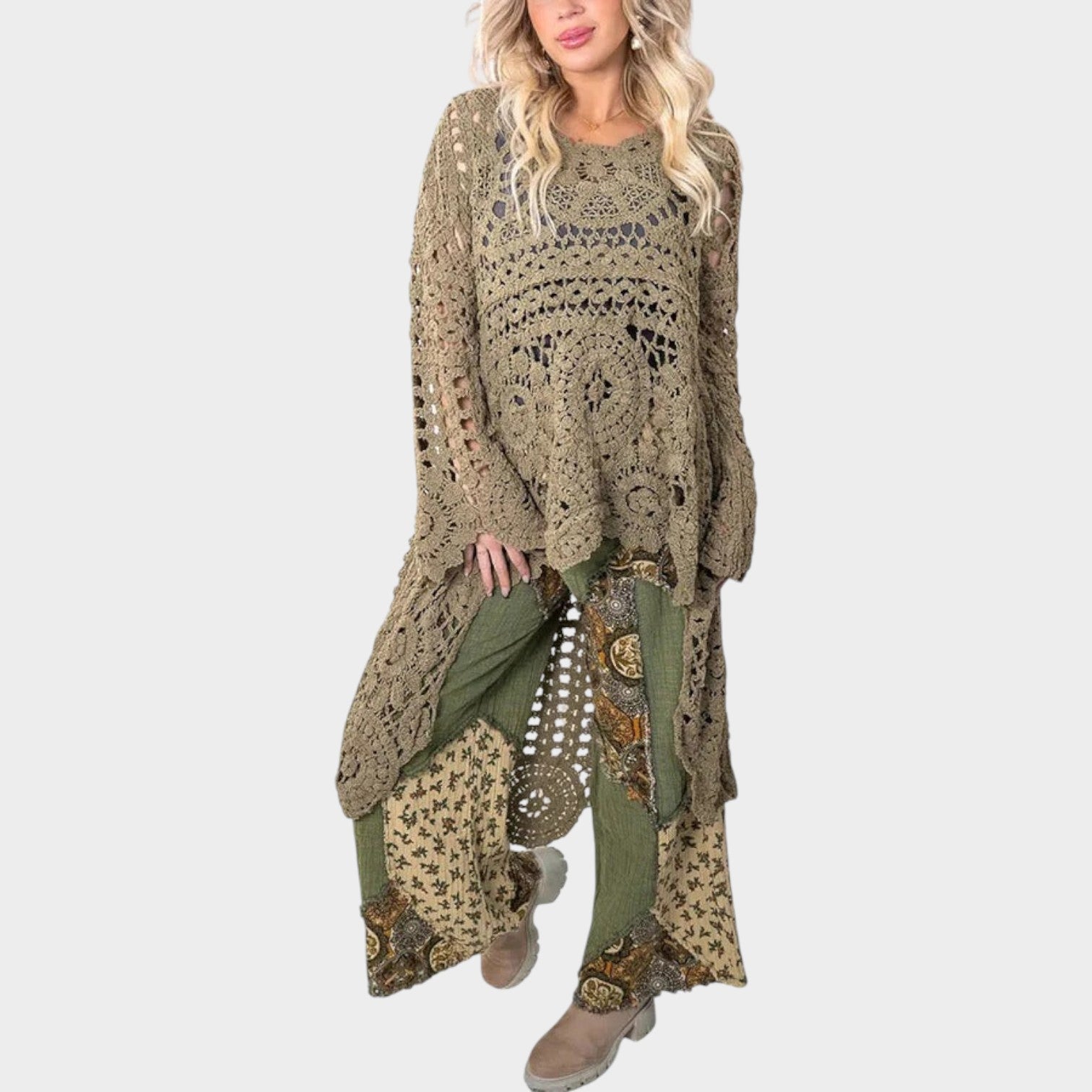 Bohemian Crochet Layered Outfit Set