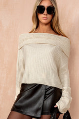 Hayes Stone Knit Bardot Jumper