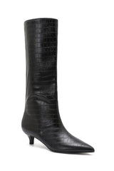 Hailey Black Croc Knee High Boots