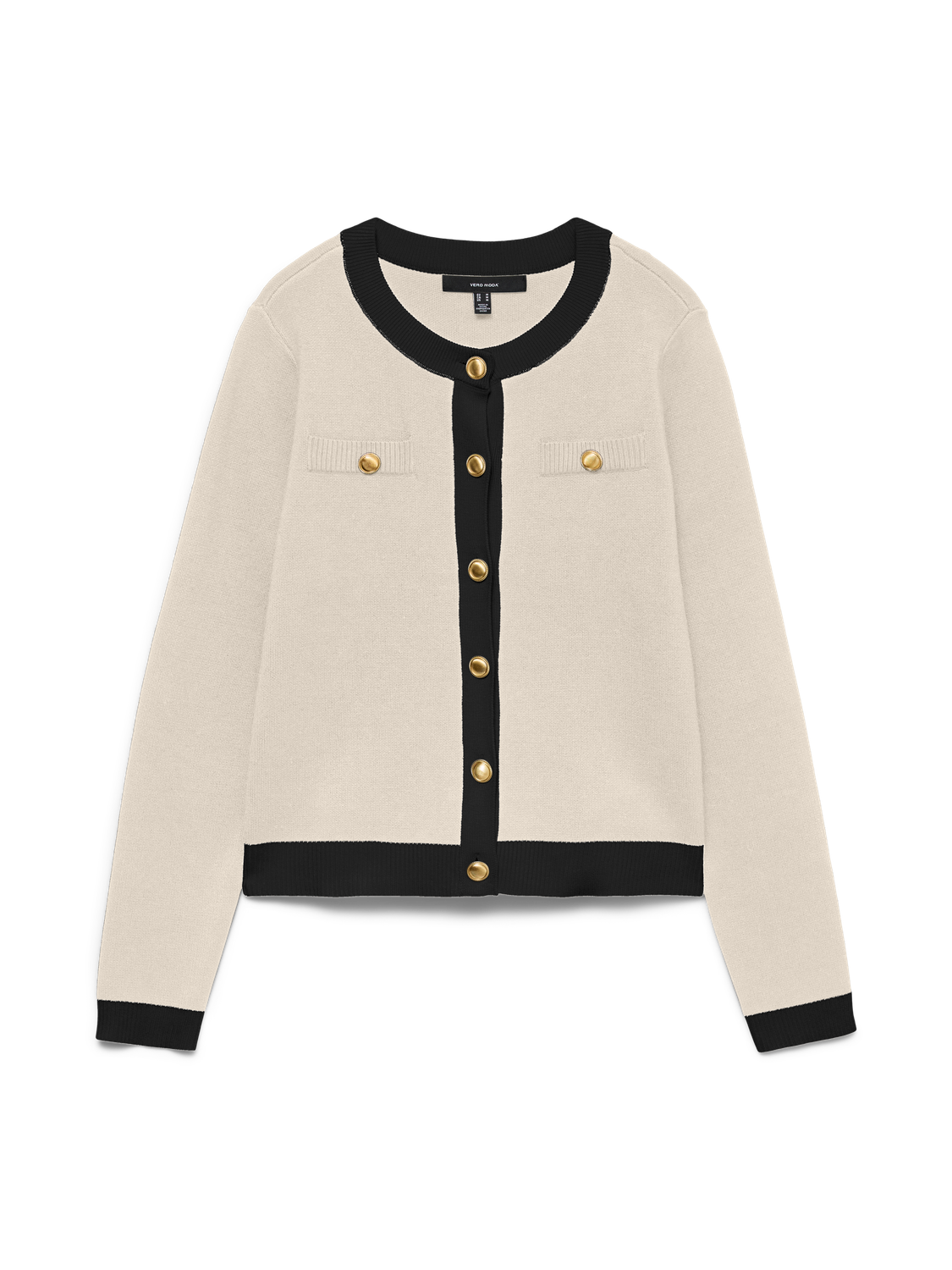 Vmoli Ls O-Neck Cardigan Birch W. Black