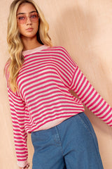 Estella Pink Knit Striped Jumper