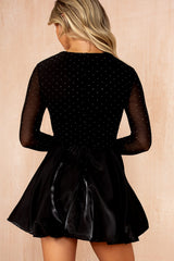 Reign Black Mesh Diamante Bubble Hem Dress