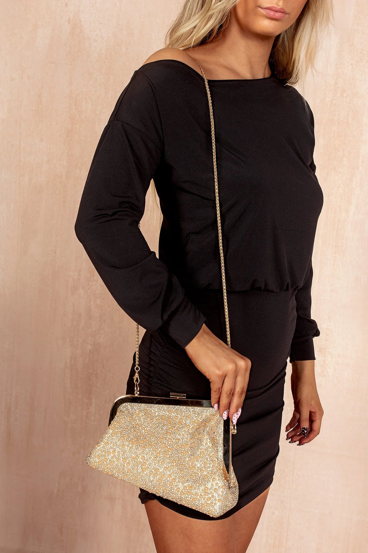 Aliyah Gold Pearl Diamante Bag