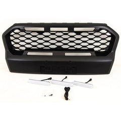 FD5549 For Ford Ranger T6 Wildtrak 2019-2022 Front Main Grille Mesh Style Upgade With LED Lights Black