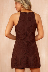 Violet Chocolate Broderie Slip Mini Dress