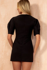 Lena Black Puff Sleeve Dress