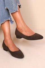 Macie Chocolate Suedette Flat Shoe