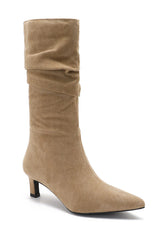 Nova Stone Faux Suede Heeled Boots