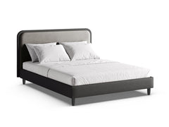 Letto con Testata in Velluto, "Aveline", 214x215x117 - Grigio Scuro / Grigio Scuro