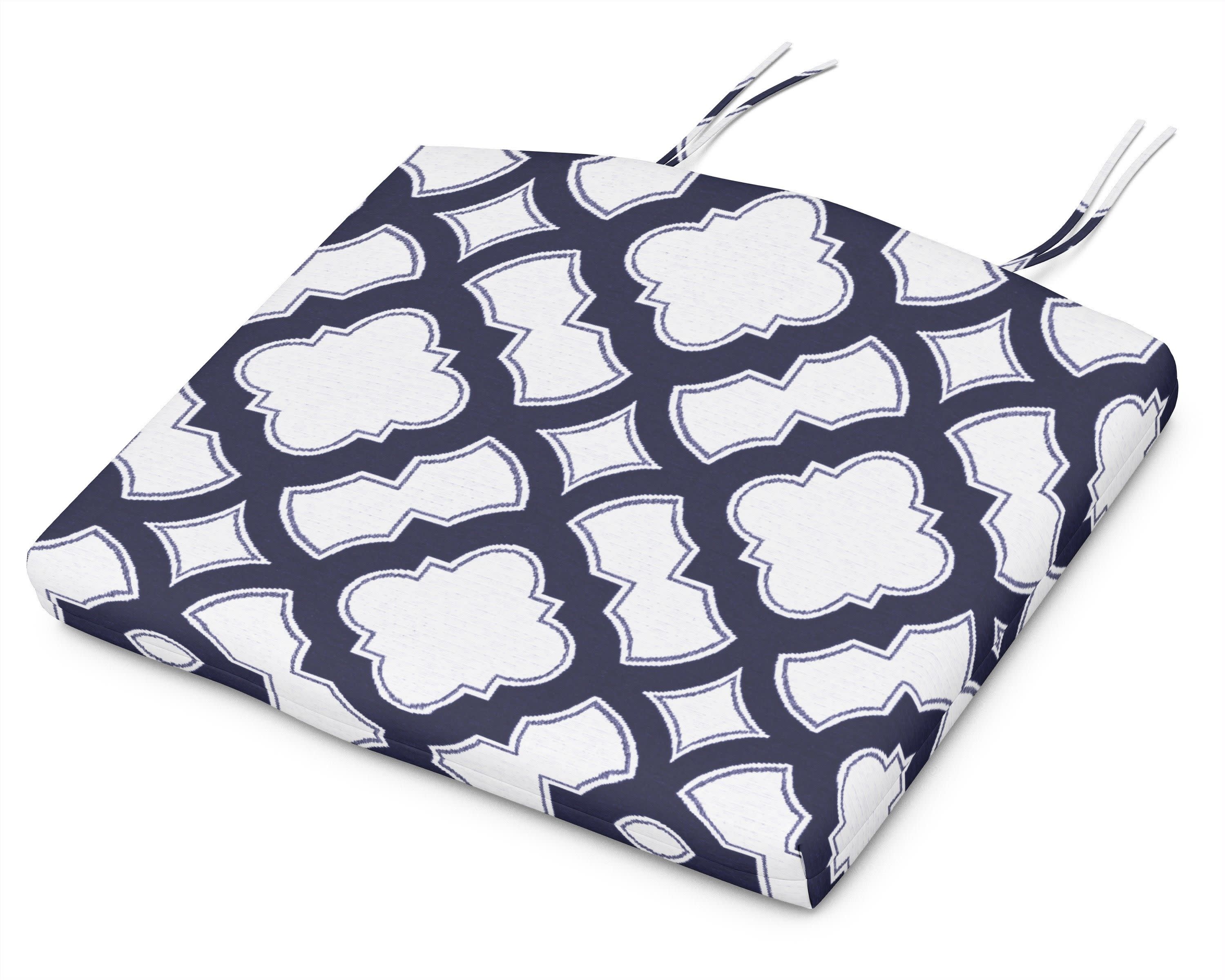 Standard Seat Cushion 18"D x 22"W x 2.5"H in Trellis Navy