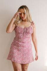 pink floral mini dress ditsy pattern