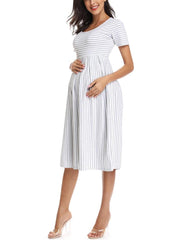 Floral/Dotted Short Sleeves Loose Maternity Dresses - Pink & Blue Baby Shop - Review