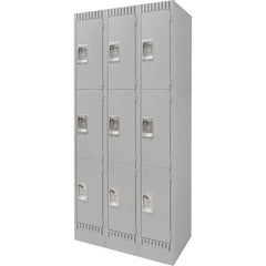 Casiers, 3 niveaux, Bloc de 3, 36" x 18" x 76", Acier, Gris, Démonté - FN669