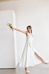 Francoise White Corset Midi Dress