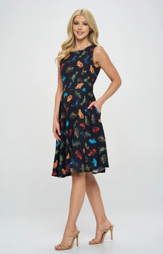 Colorful Frog Print - Dress