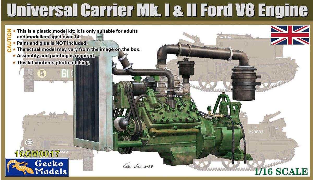 Gecko Models 1/16 Models Universal Carrier Mk.I/II Ford V8 Engine Plastic Model Kit