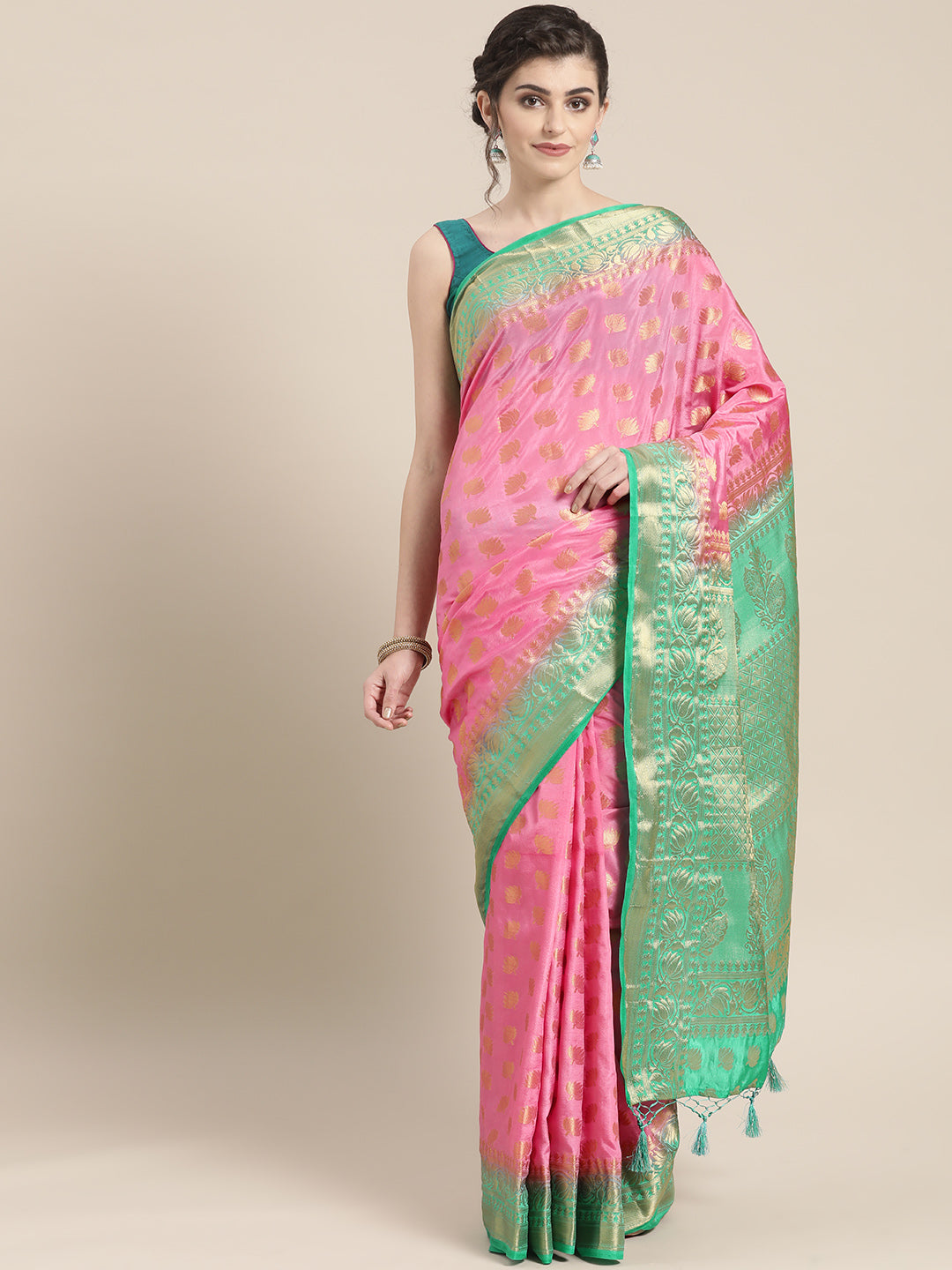 Chhabra 555 Mysore Silk saree with Lotus Design Ethnic weaving and contrast heavy zari blouse