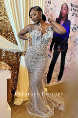 glitter beaded mermaid prom dress