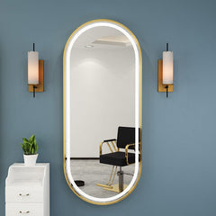 Gold frame oval LED mirror - SHAGHAF HOME