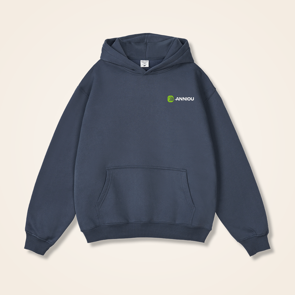 gray blue 350gsm fleece pullover hoodie