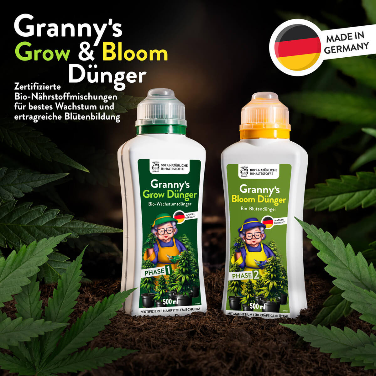 2-Phasen Düngerset mit Grow- & Bloom-Dünger für Wachstum und Blüte