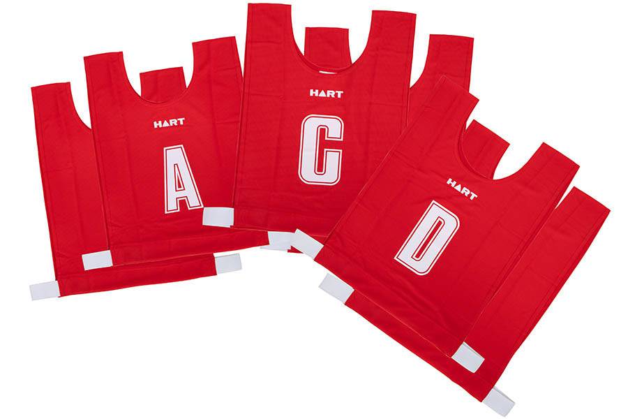 HART 6-a-Side Netball Bib Set Junior - Red - Modern Teaching Aids NZ