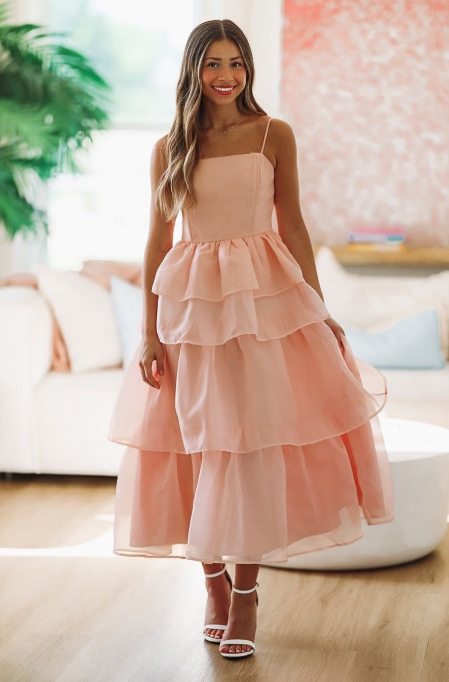 Make Me Blush Midi Dress - Blush Pink-HAZEL & OLIVE-Small-