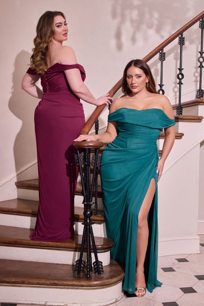 HEIDRE Curve Off Shoulder Draped Bodice Fitted Formal & Prom Dress in Australia | One Honey Boutique