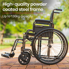 Comfortline 24" 136kg Capacity XL-Wide Quick-Folding Wheelchair - Dark Grey Hammertone
