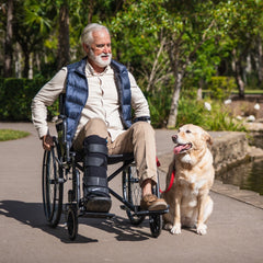 Comfortline 24" 136kg Capacity XL-Wide Quick-Folding Wheelchair - Dark Grey Hammertone