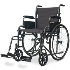 Comfortline 24" 136kg Capacity XL-Wide Quick-Folding Wheelchair - Dark Grey Hammertone