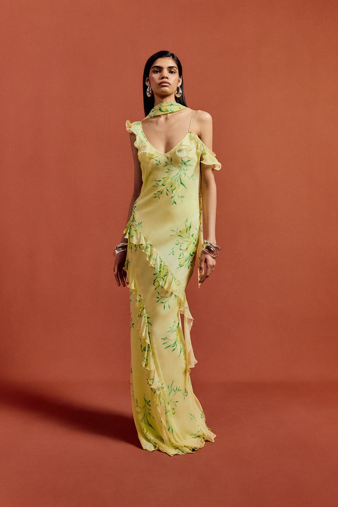 HEMERA MAXI DRESS IN PRIMAVERA - YELLOW SILK CHIFFON - De La Vali