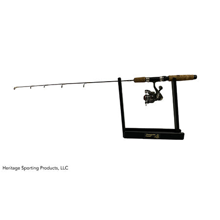 portable, fold-up rod holder for ice fishing poles